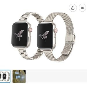 New! set of 2 Silver Watch Band Set fits Apple Watch 40mm | 41mm Starlight